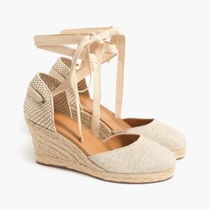 JCrew Canvas ankle-wrap espadrille wedges / Size 8.5